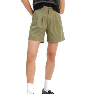 Levi's Premium Pleated Trouser Shorts High Rise Green Relaxed Women's Size 24